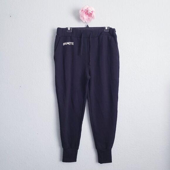 Brunette the Label Embroidered Black Jogger Sweatpants - Picture 2 of 7